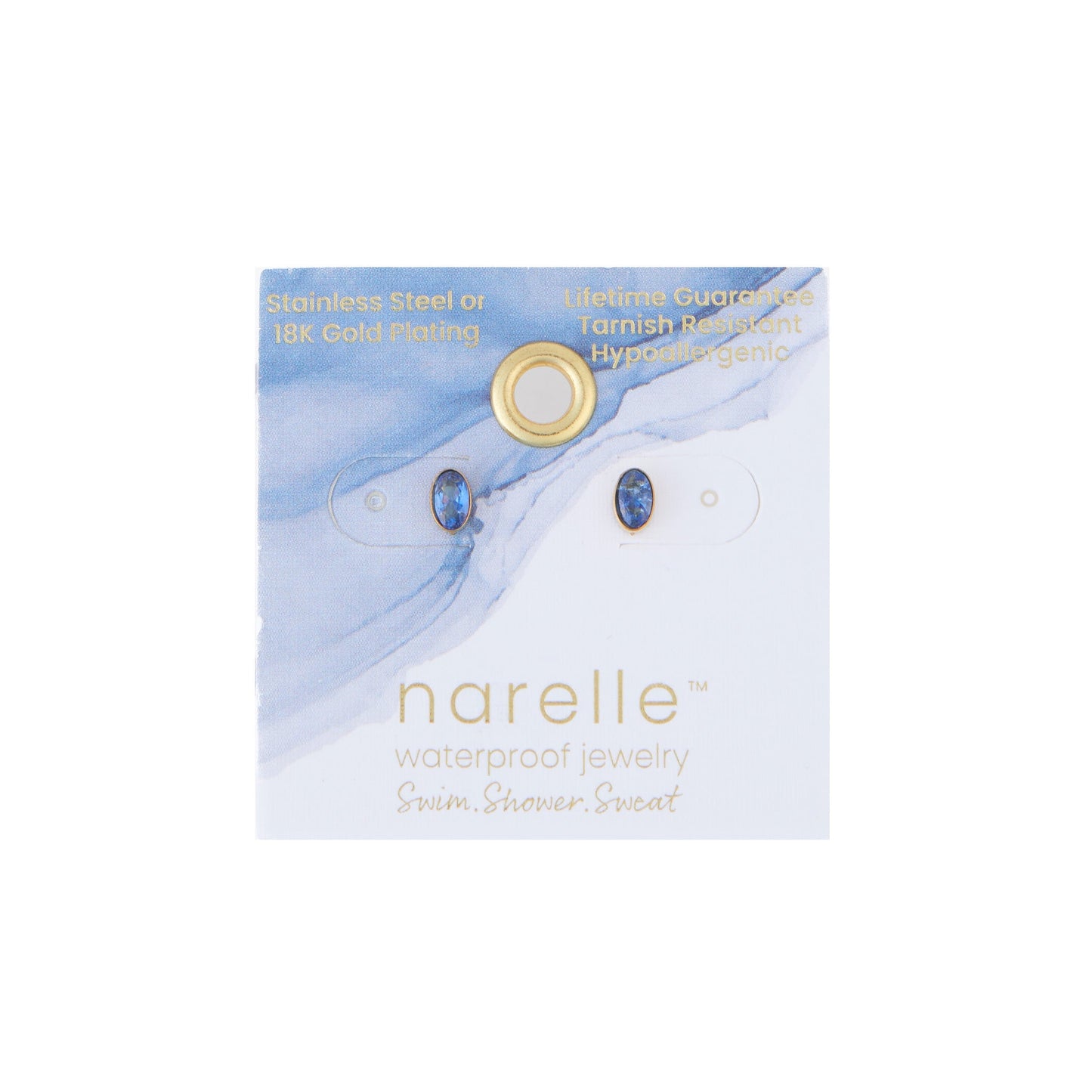 Narelle Waterproof Oval Gem Stud Earrings