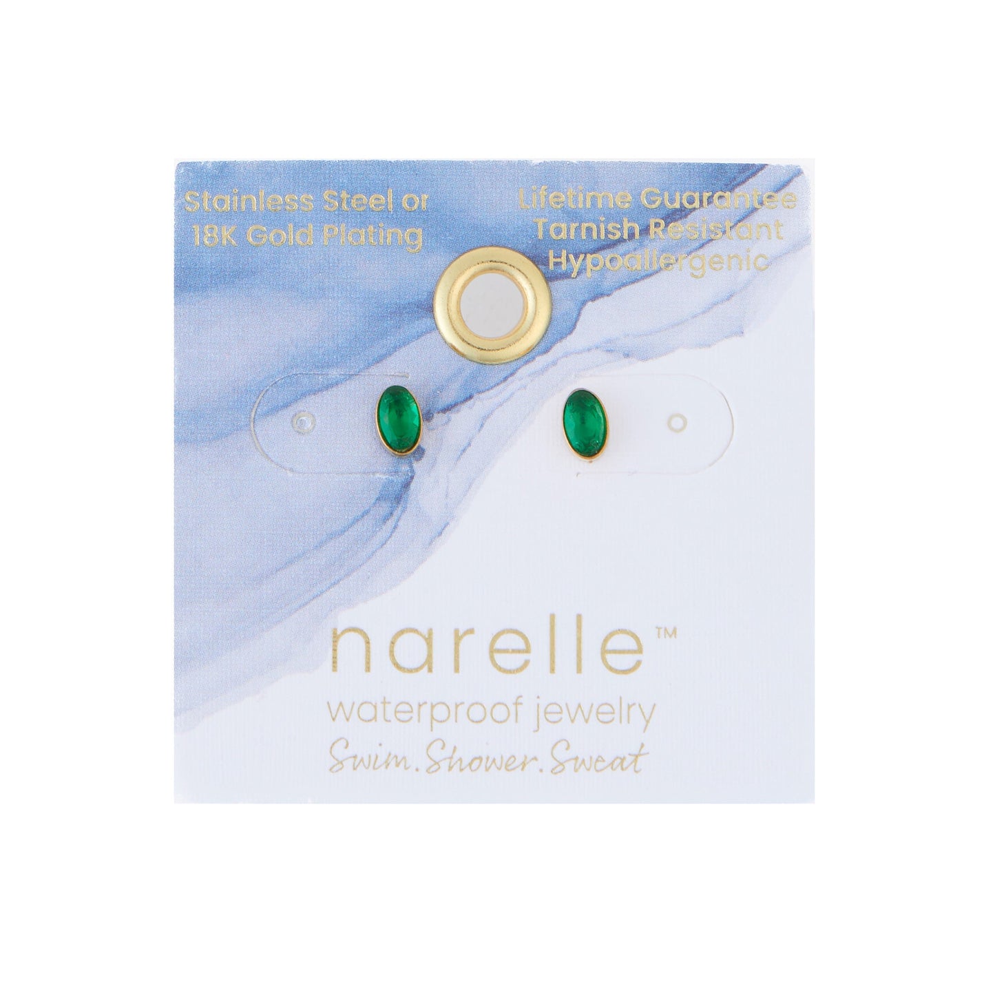 Narelle Waterproof Oval Gem Stud Earrings