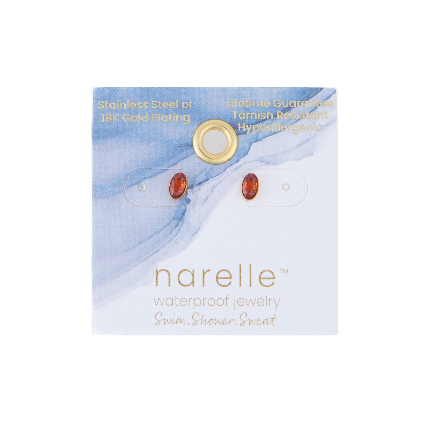 Narelle Waterproof Oval Gem Stud Earrings