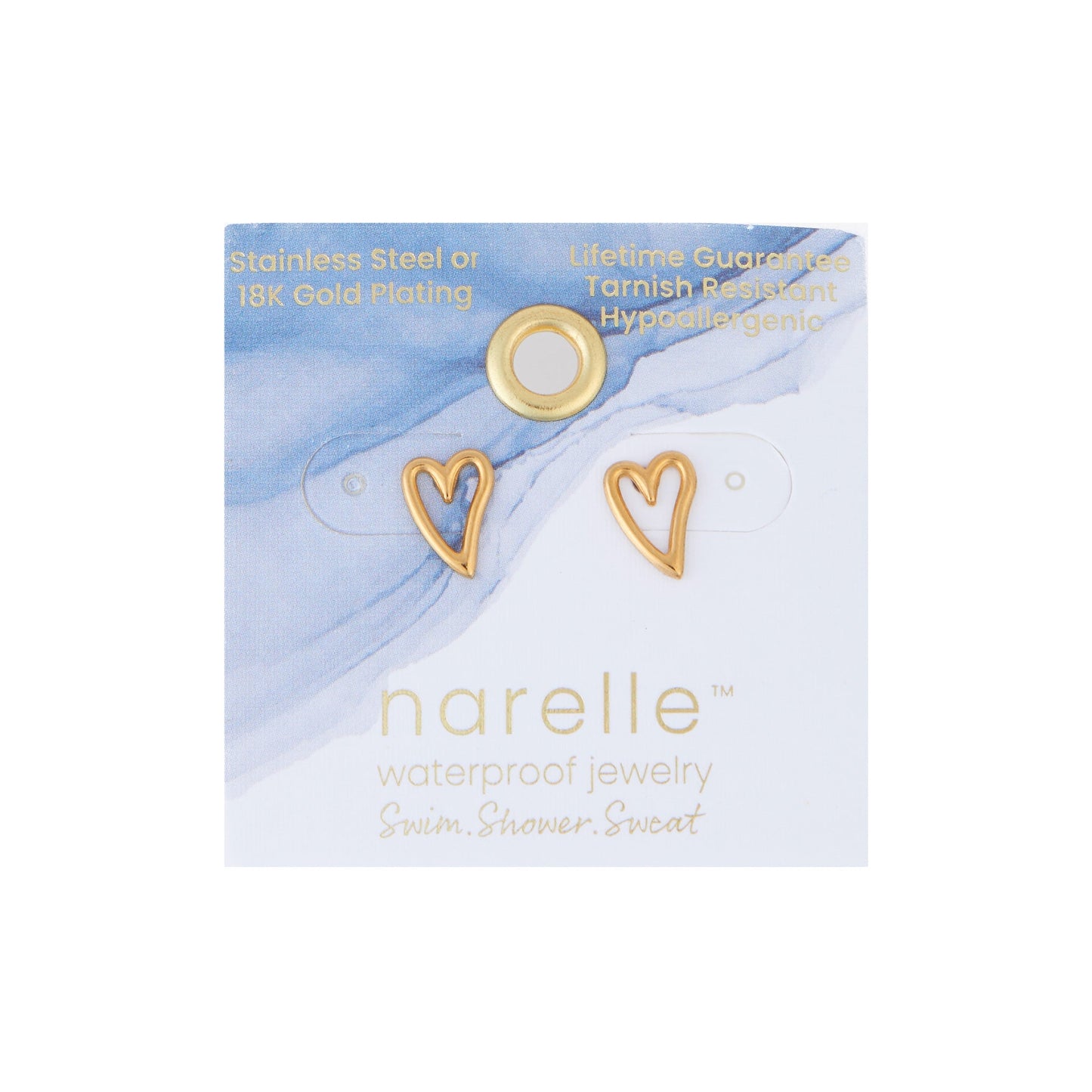 Narelle Waterproof Heart Outline Stud Earrings