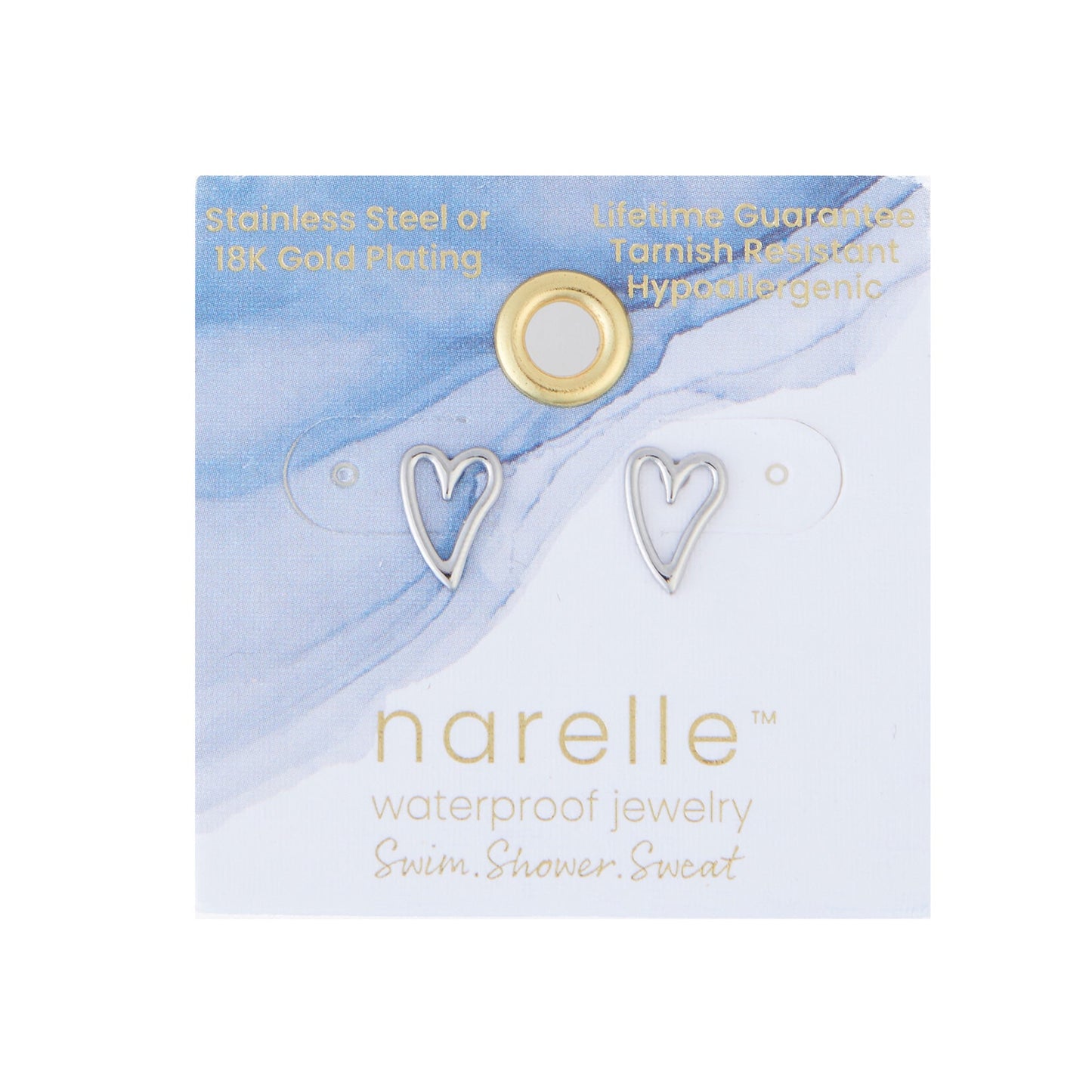 Narelle Waterproof Heart Outline Stud Earrings