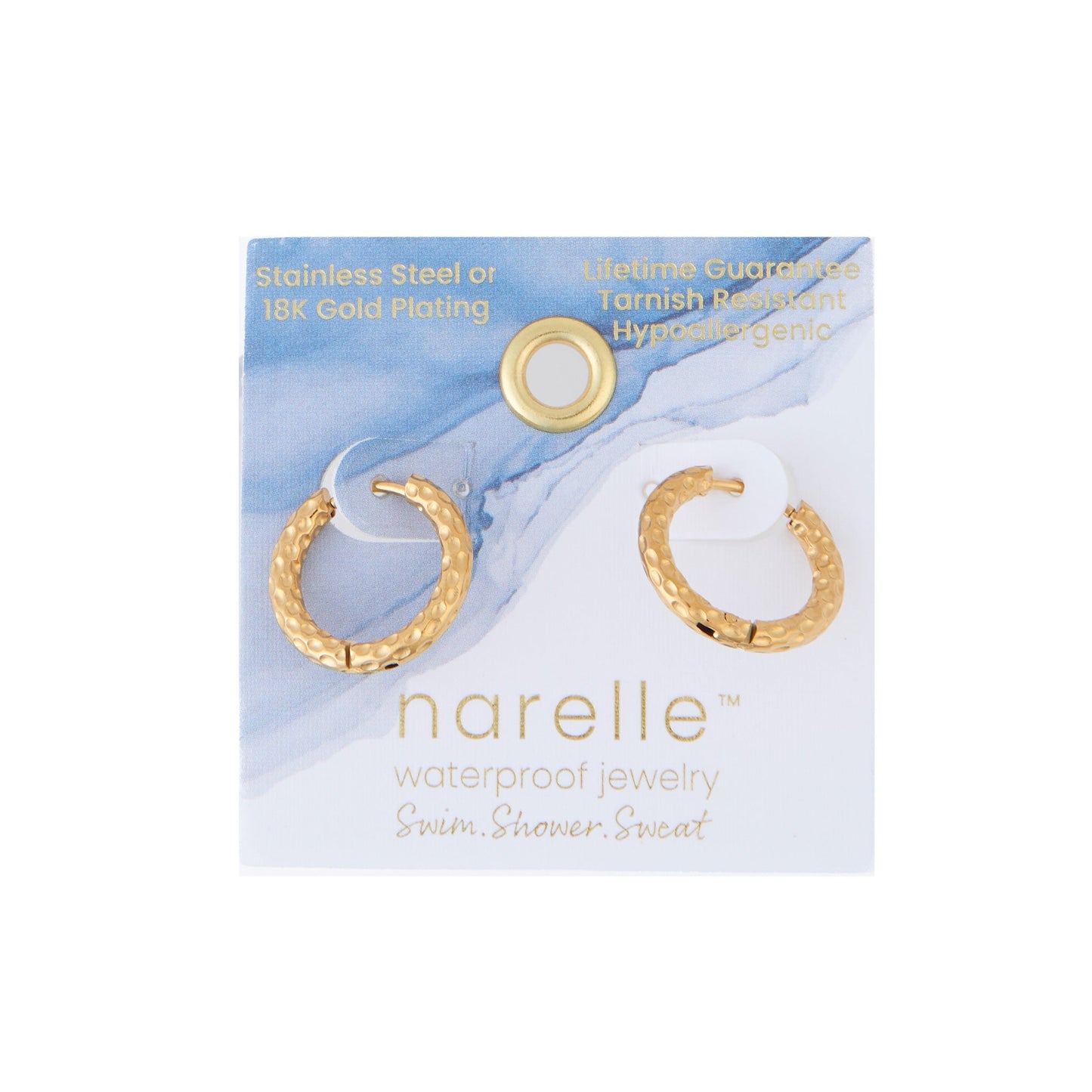 Narelle Waterproof Hammered Huggie Hoop Earrings