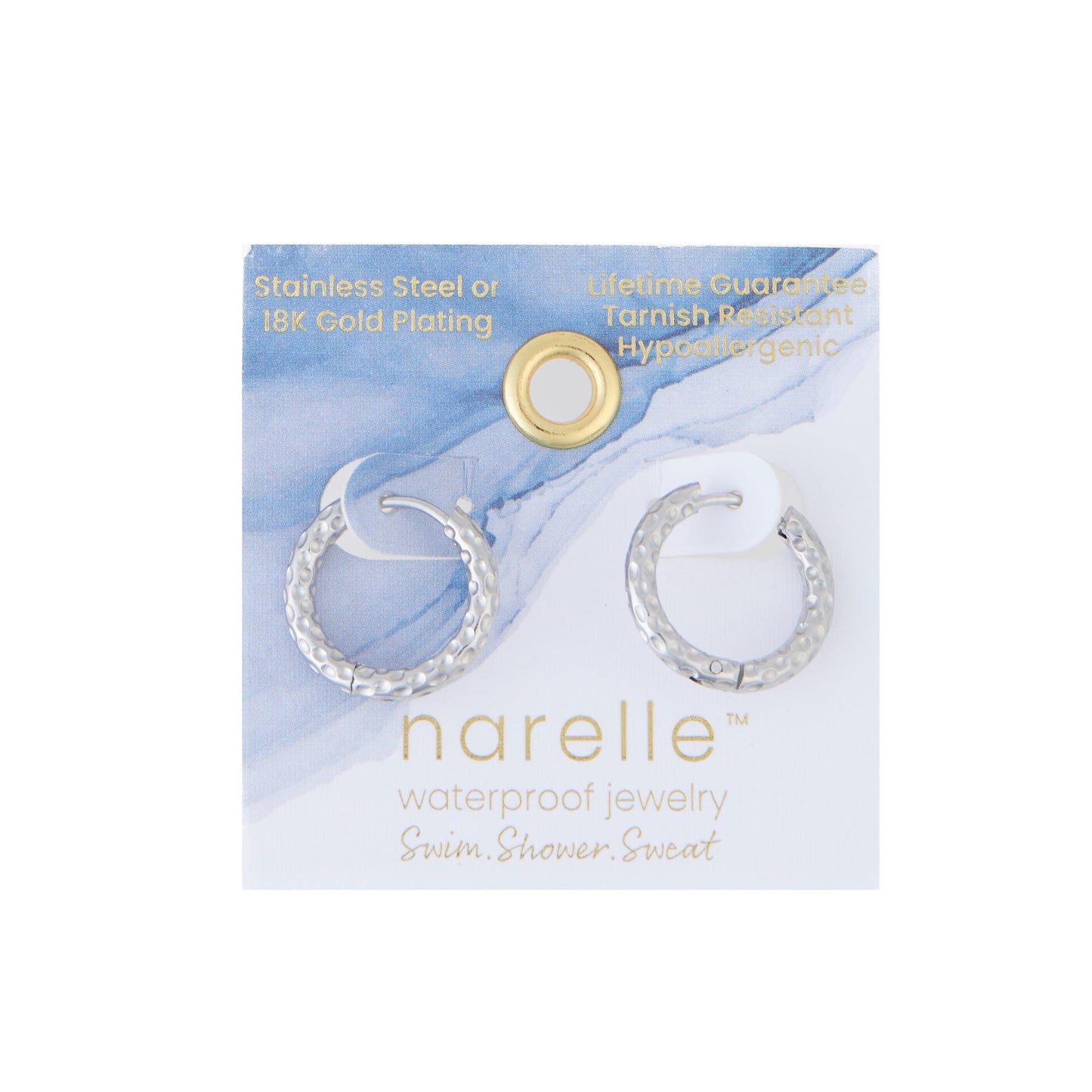 Narelle Waterproof Hammered Huggie Hoop Earrings