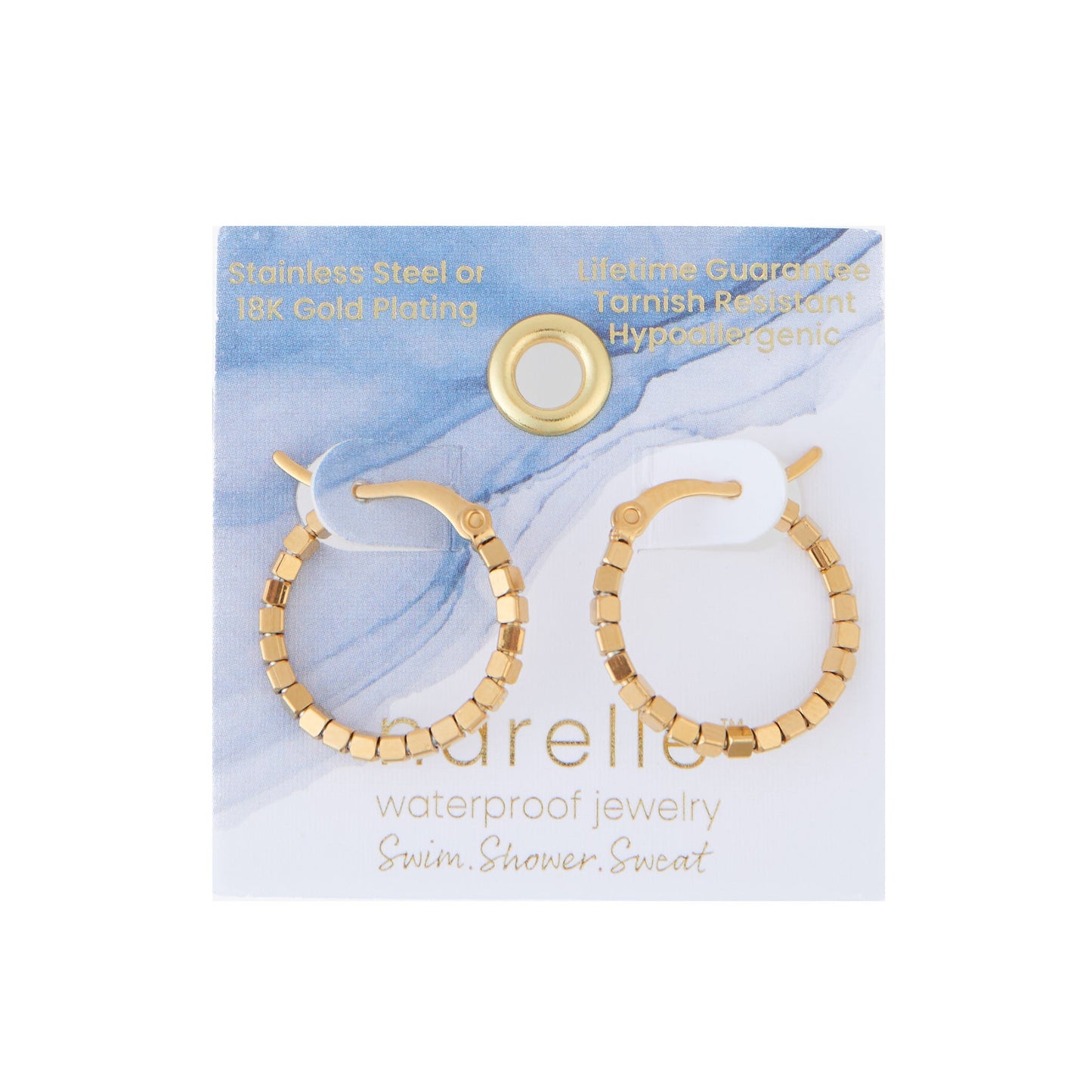 Narelle Waterproof Square Beaded Hoop Earrings