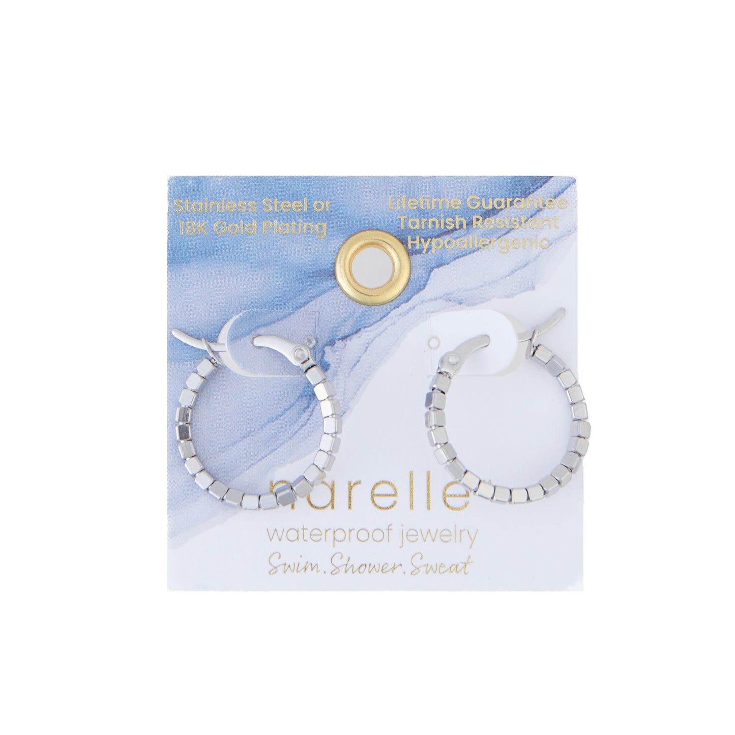 Narelle Waterproof Square Beaded Hoop Earrings