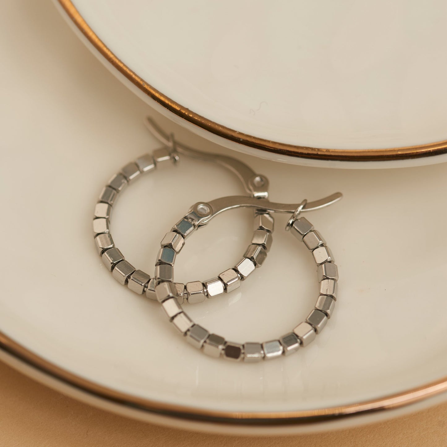 Narelle Waterproof Square Beaded Hoop Earrings