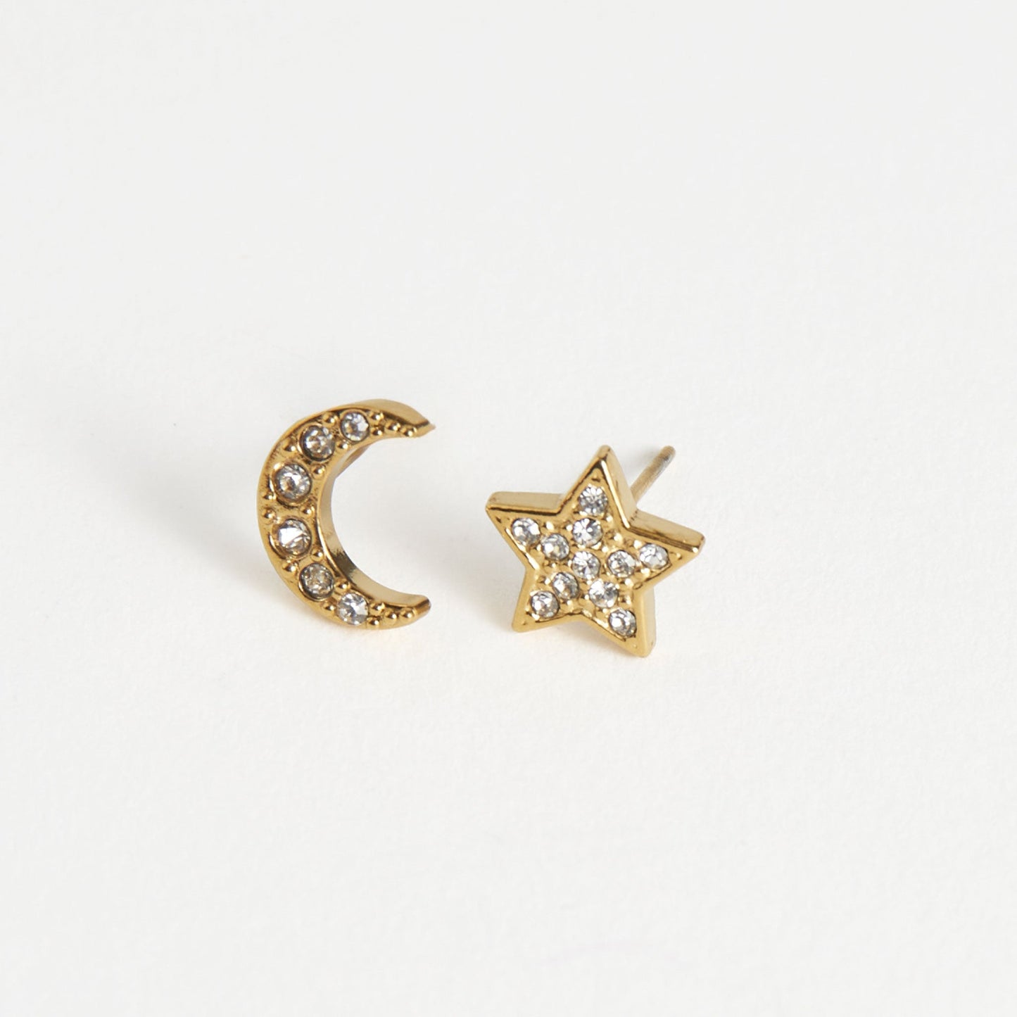 Narelle Waterproof Pave Star and Moon Stud Earrings