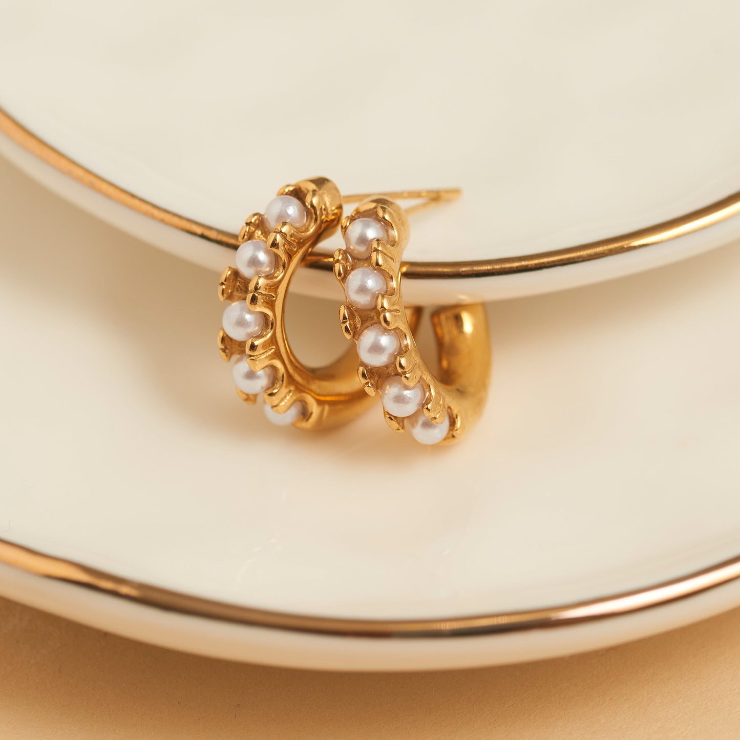 Narelle Waterproof Pearl C-Hoop Earrings