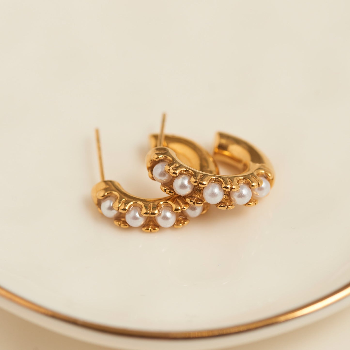 Narelle Waterproof Pearl C-Hoop Earrings