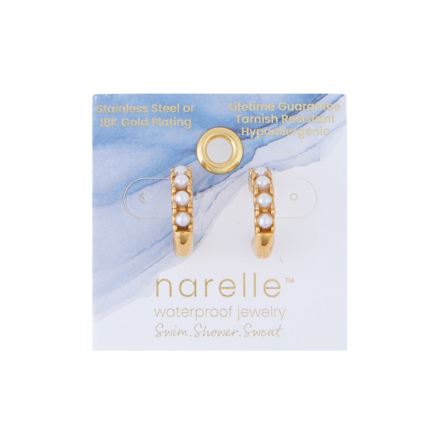Narelle Waterproof Pearl C-Hoop Earrings