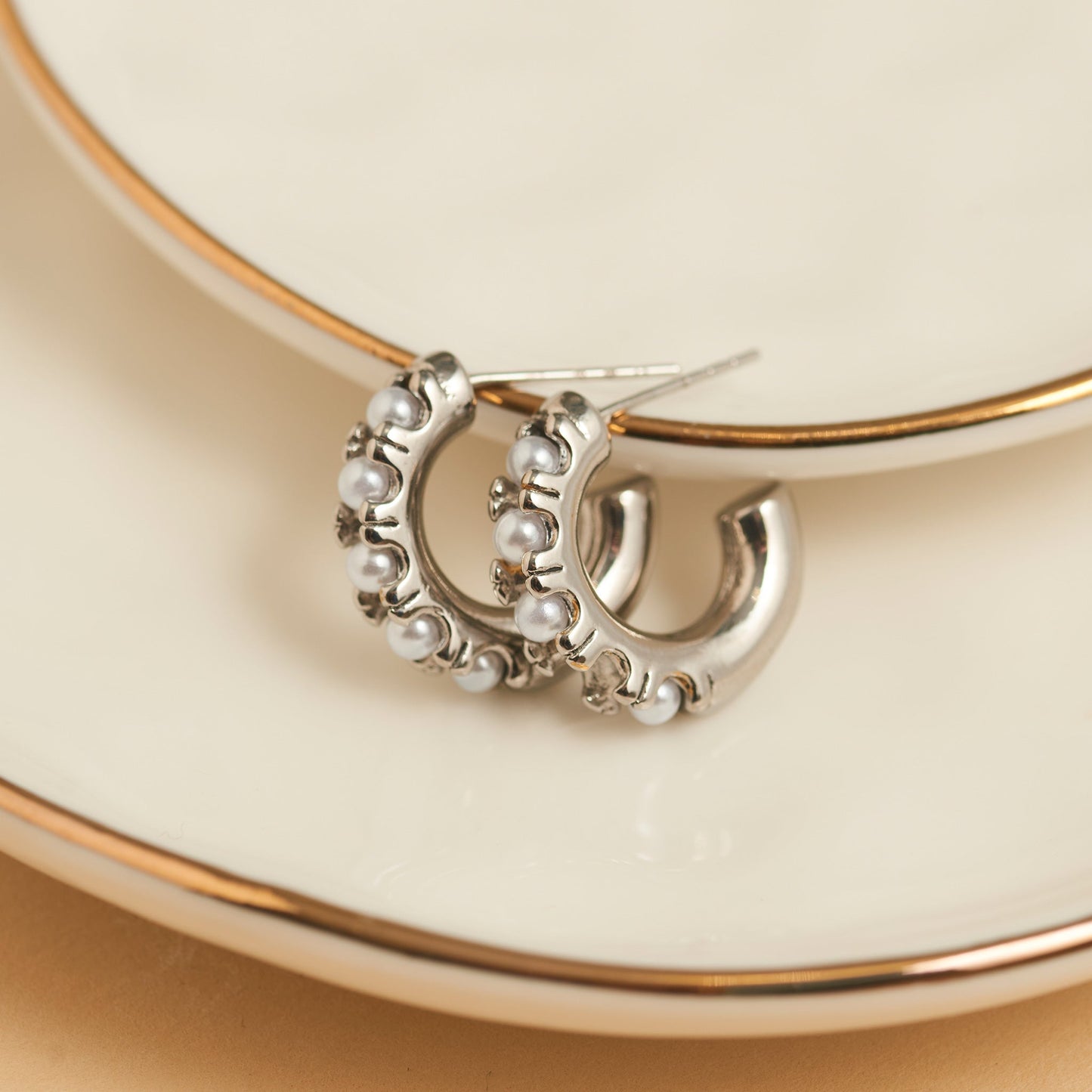 Narelle Waterproof Pearl C-Hoop Earrings