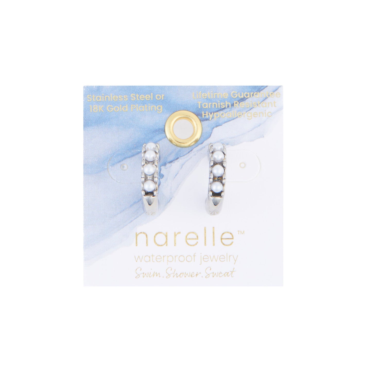 Narelle Waterproof Pearl C-Hoop Earrings