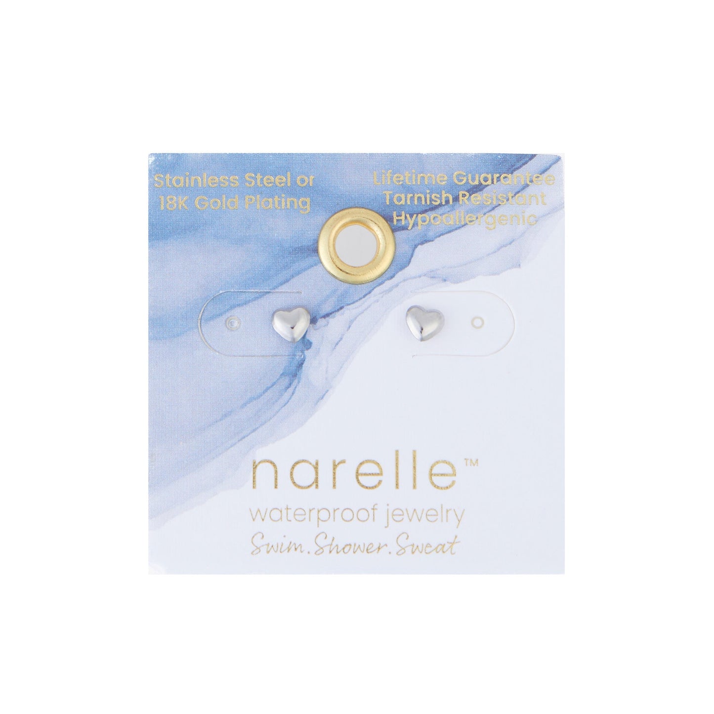 Narelle Waterproof Puffy Heart Stud Earrings