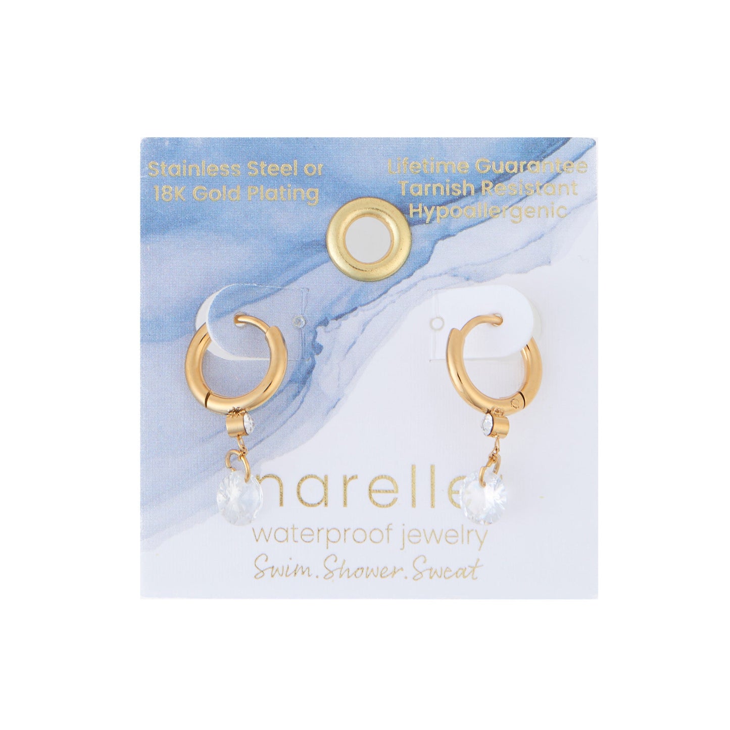 Narelle Waterproof Drop Huggie Hoop Earrings