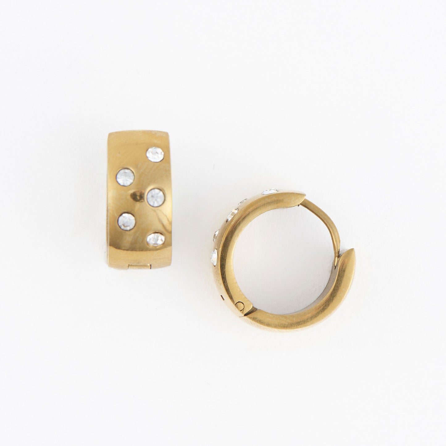 Narelle Waterproof Cubic Zirconia Inlay Huggie Hoop Earrings