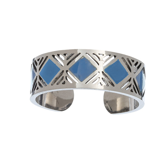 Ss Diamond Blue/Steel Ring