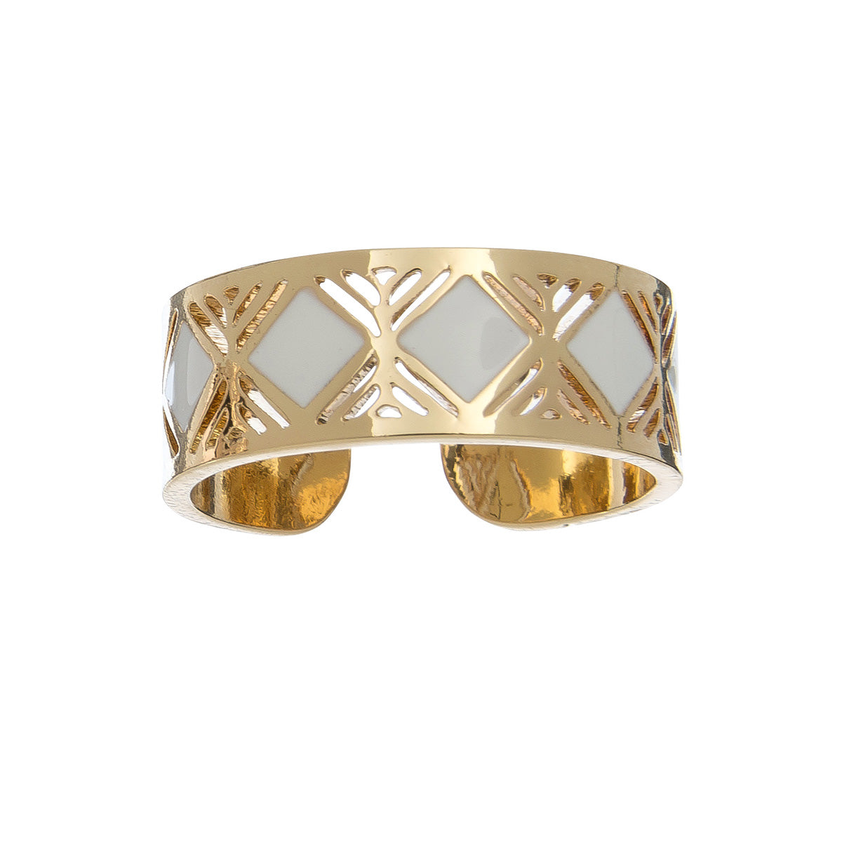 Ss Diamond White/Gold Ring