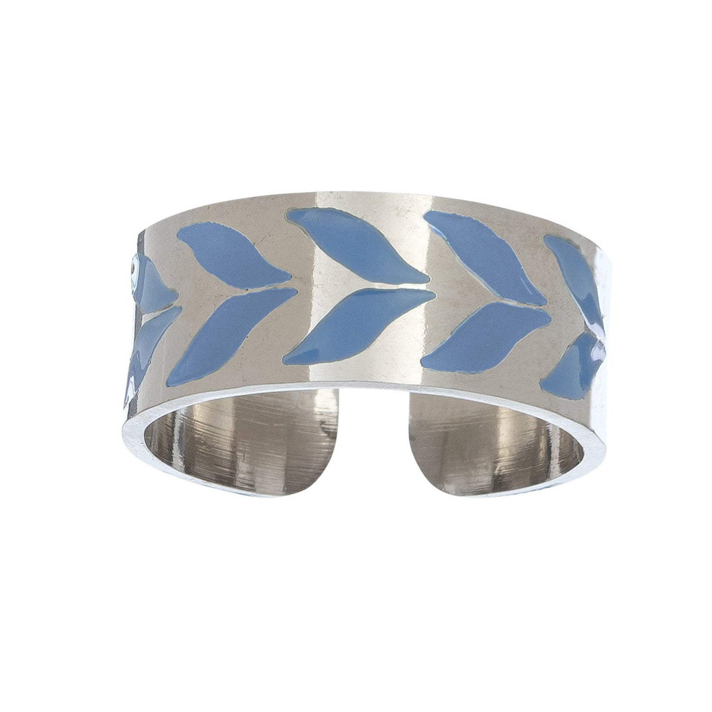 Ss Chevron Blue/Steel Ring