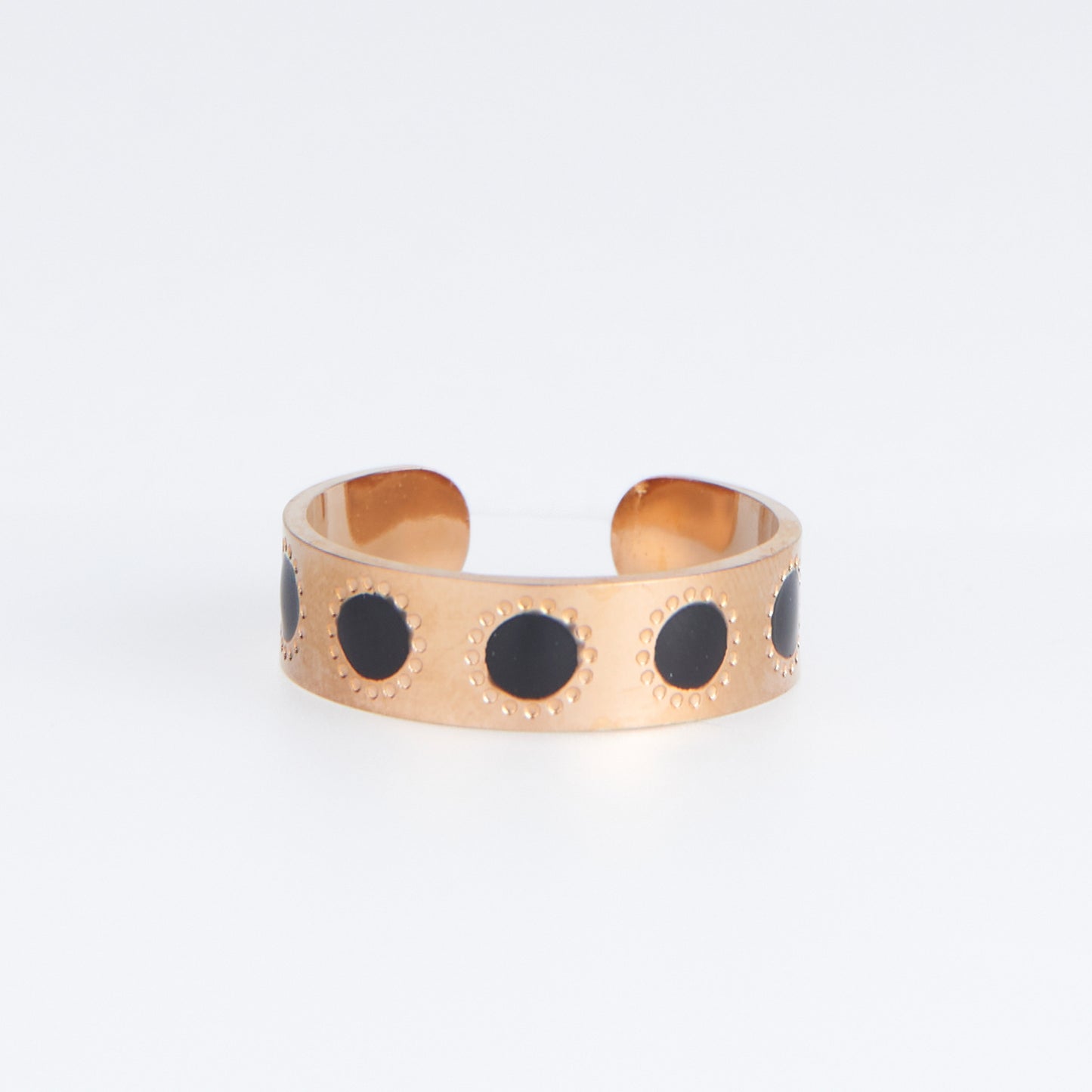 Ss Circle Black/Rose Gld Ring