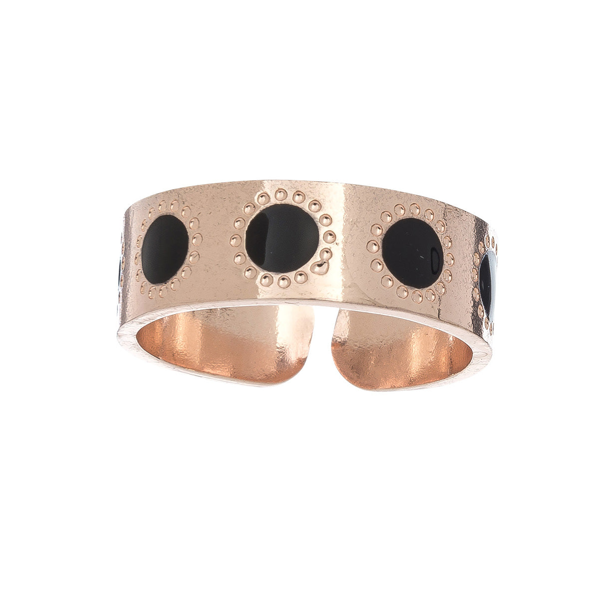 Ss Circle Black/Rose Gld Ring