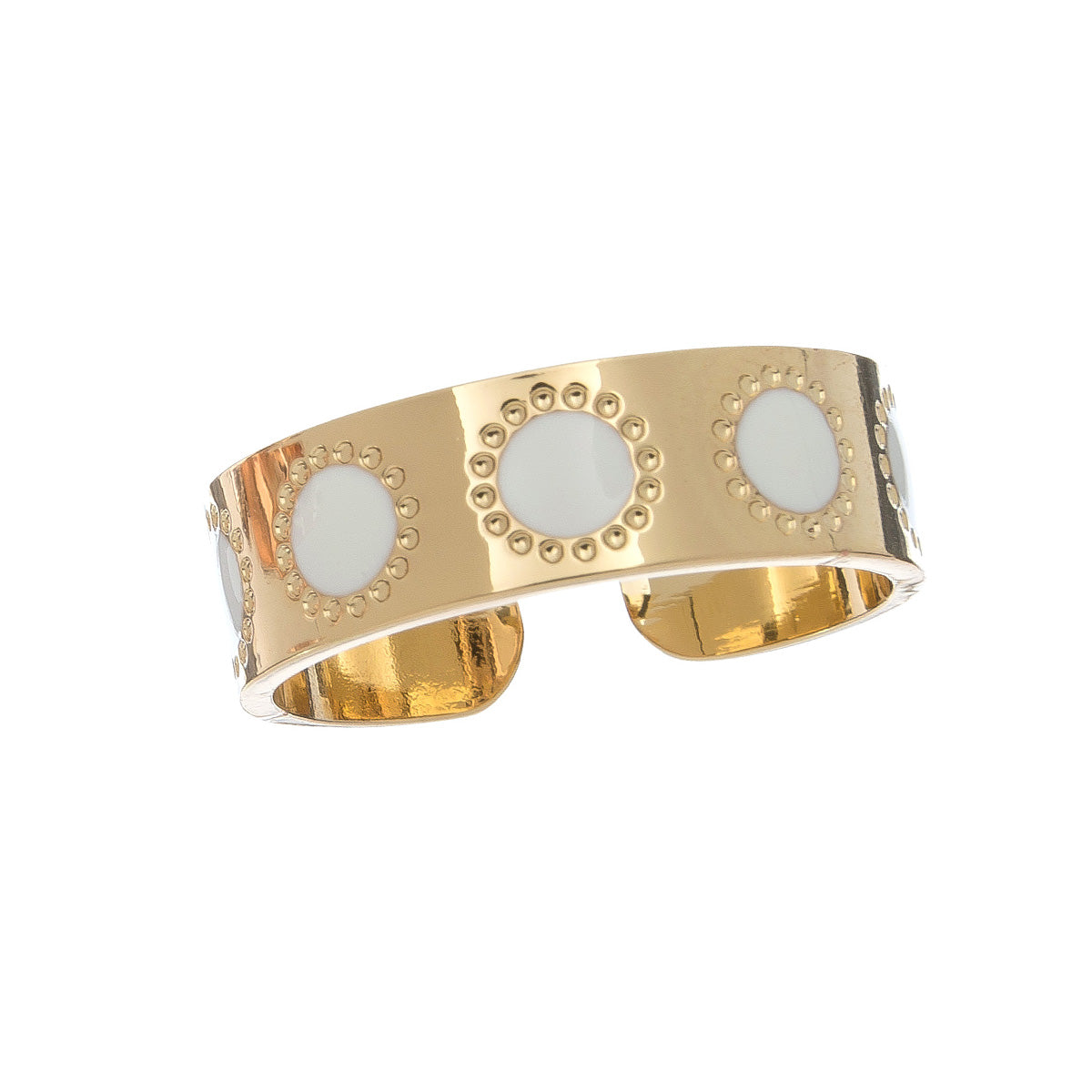 Ss Circle White/Gold Ring