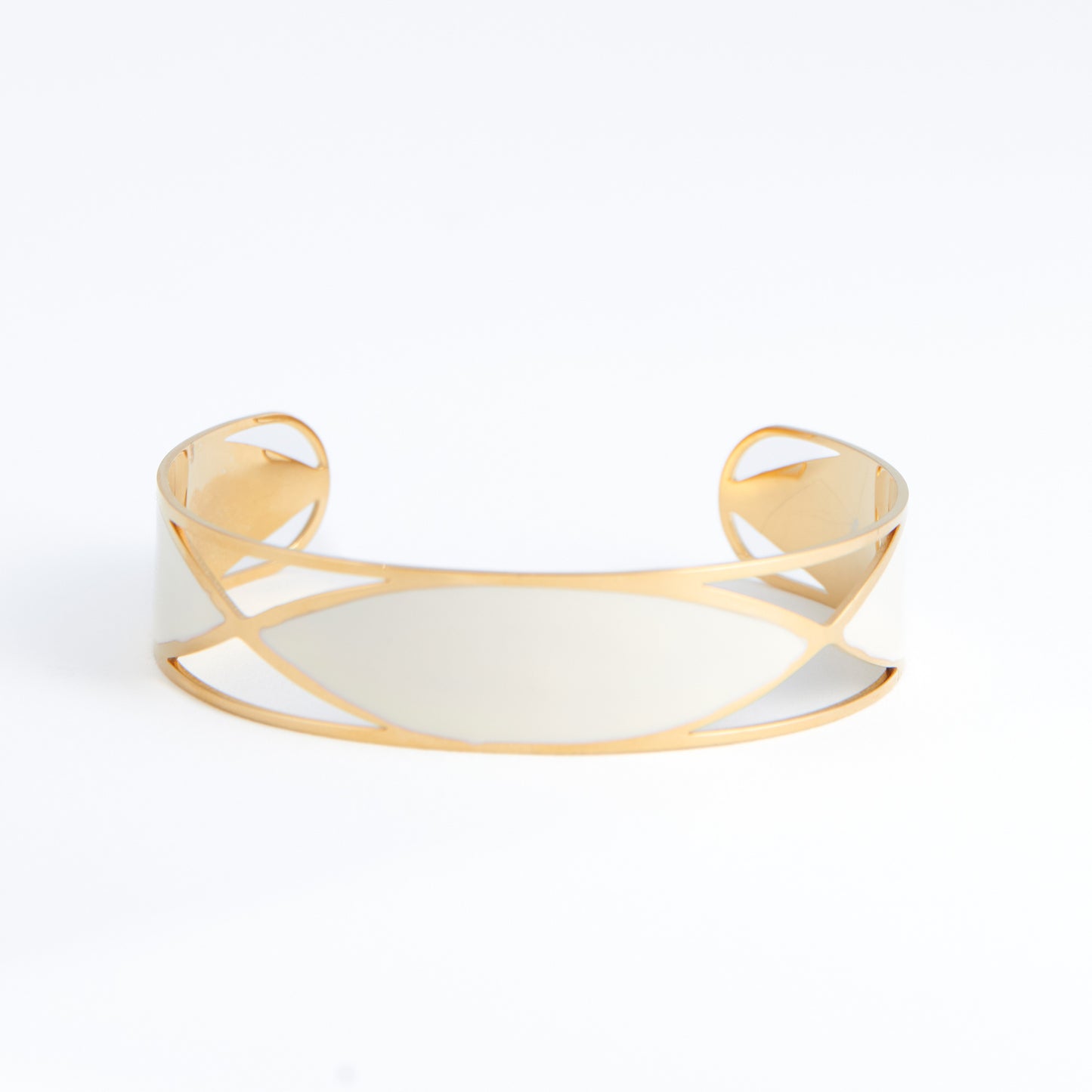Ss Oval Brace-Gold/White