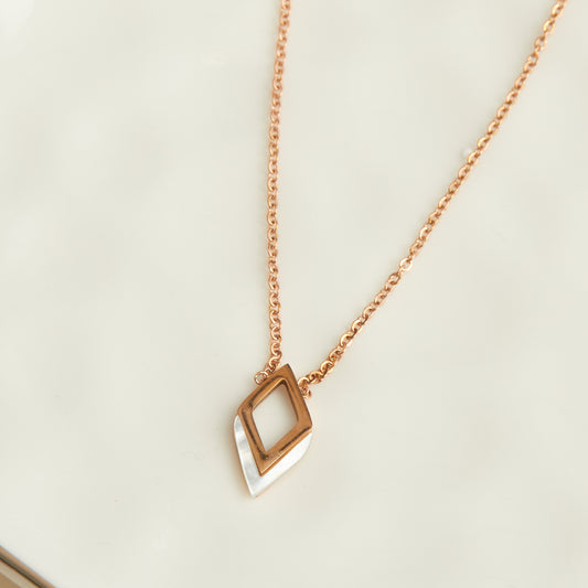 Ss Diamond Shape & Mop Nk-Rose Gld