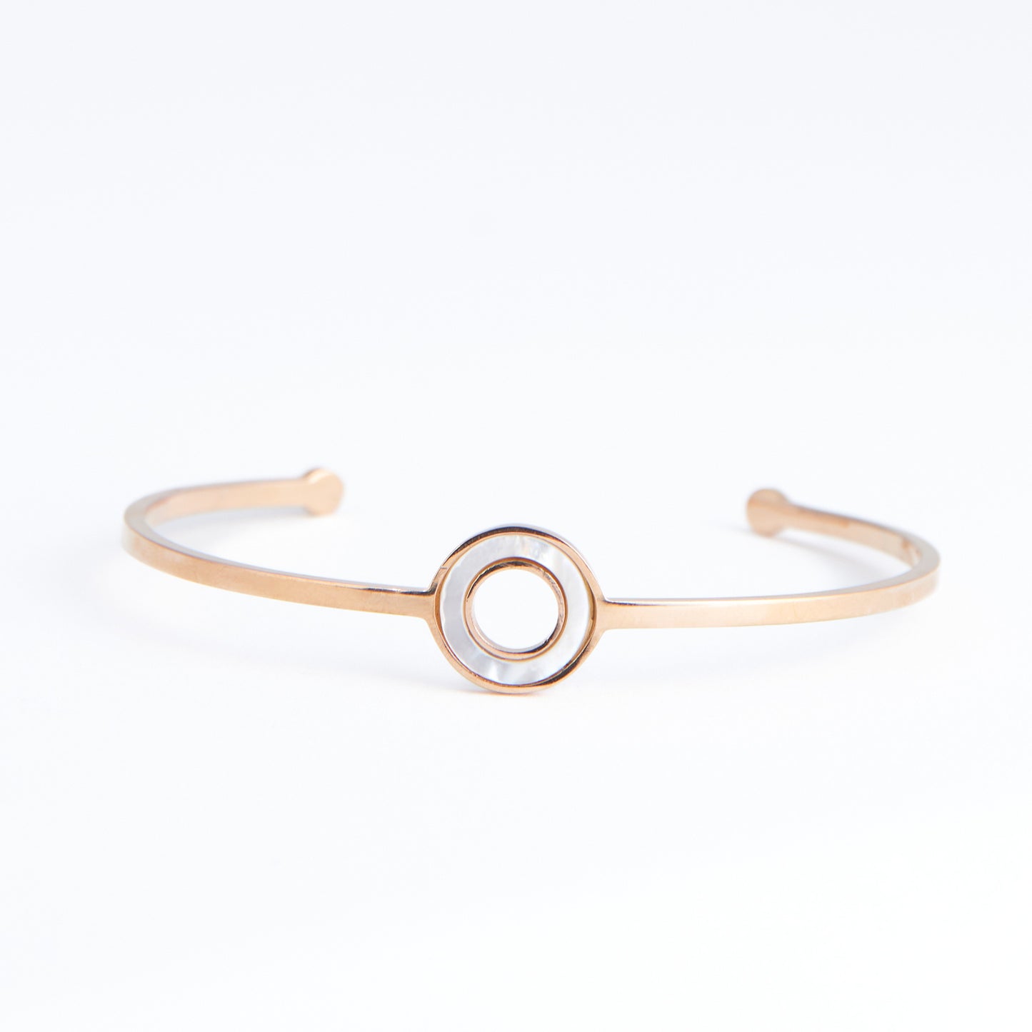 Ss Linked Circle & Mop Br-Rose Gld