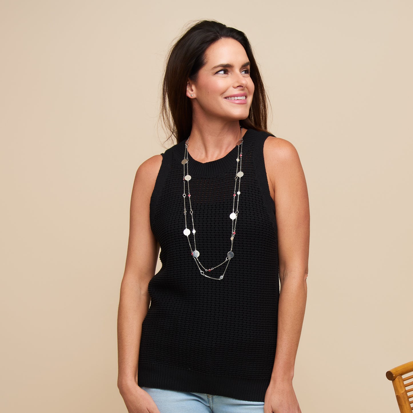 Sil Disc & Color Facet Bead Nk-Pnk