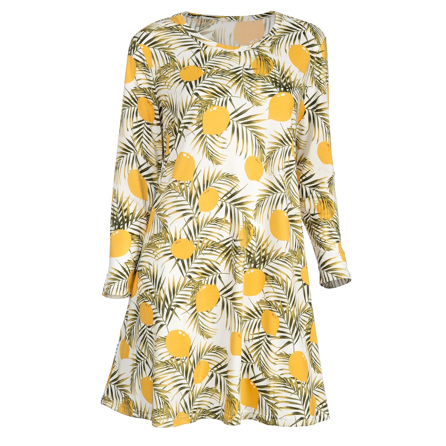 3/4 Length Sleeve Dress-Lemon