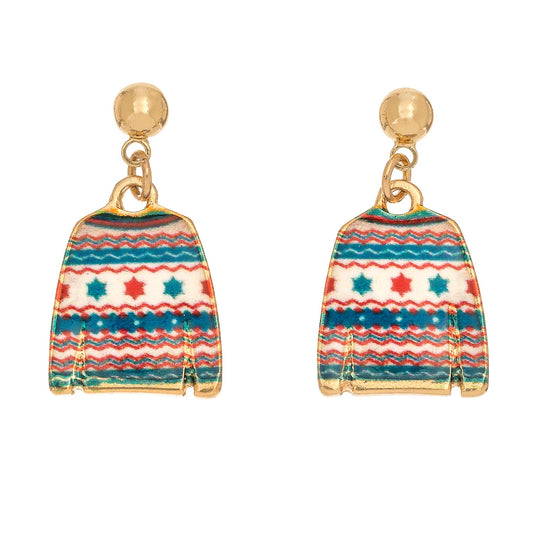 Blue Ugly Sweater Earring-Xmas
