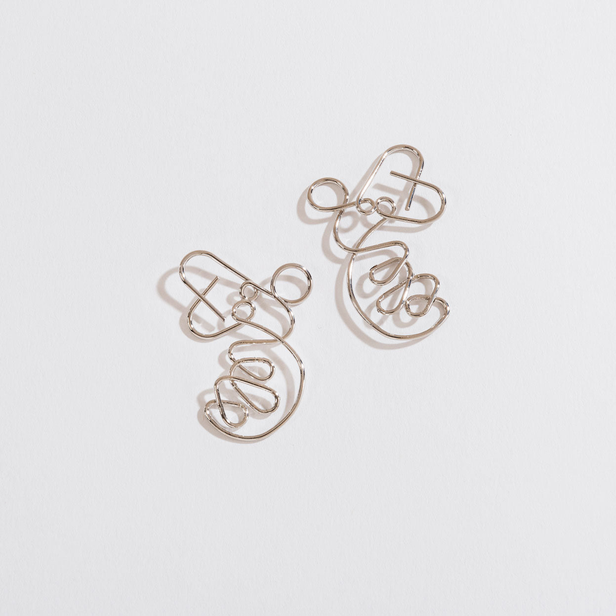 Silver Bee Bent Wire Earrings