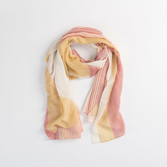 Yellow Abstract Stripe Lightweight Scarf