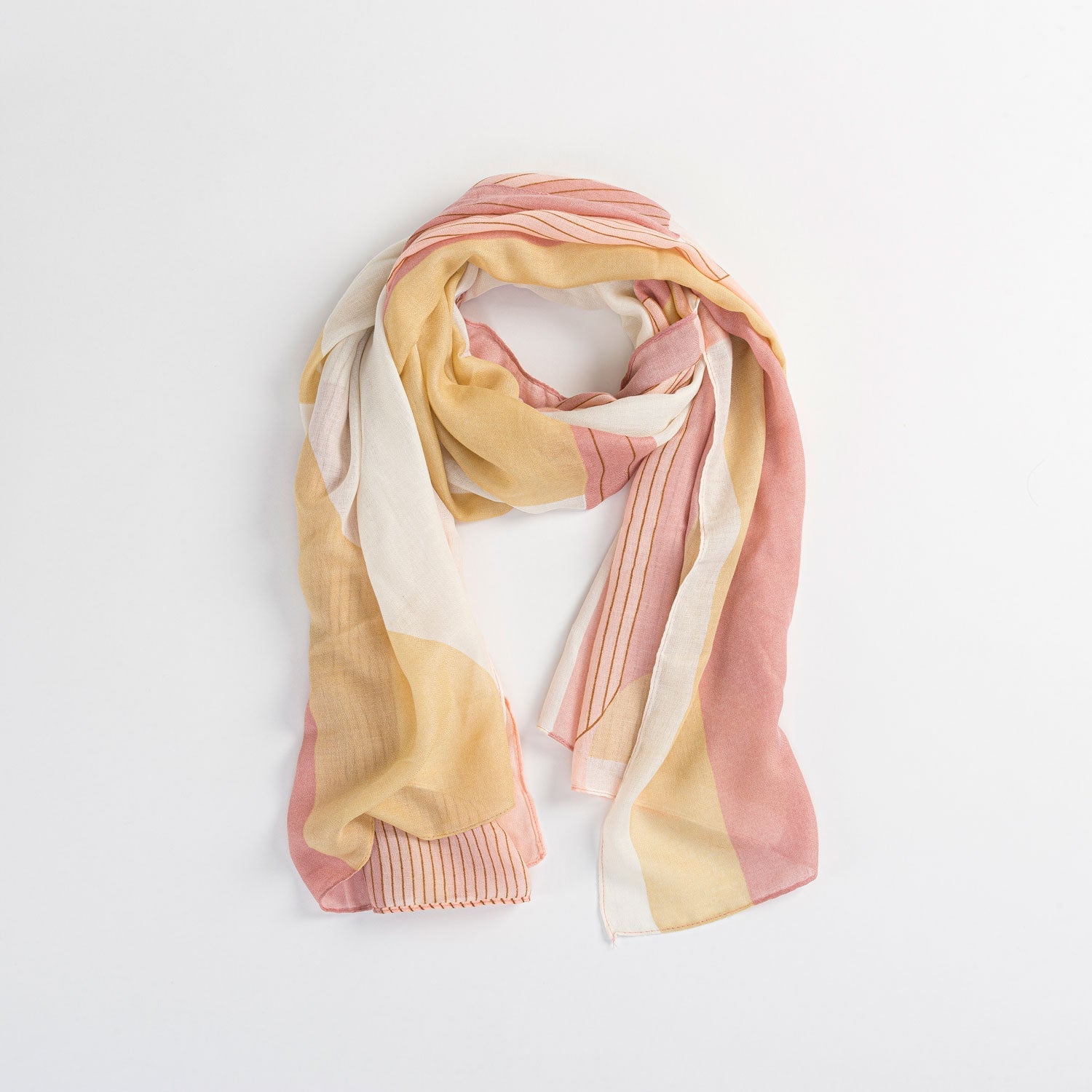 Yellow Abstract Stripe Lightweight Scarf
