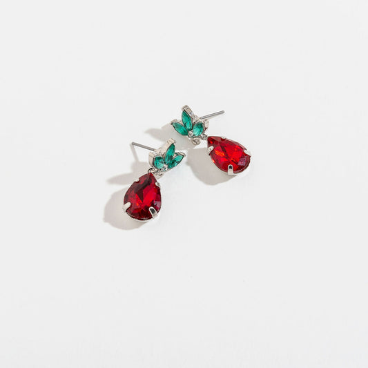 Red And Green Gemstone Holiday Drop Earrings