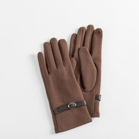 Brown Buckle Accent Microfiber Glove