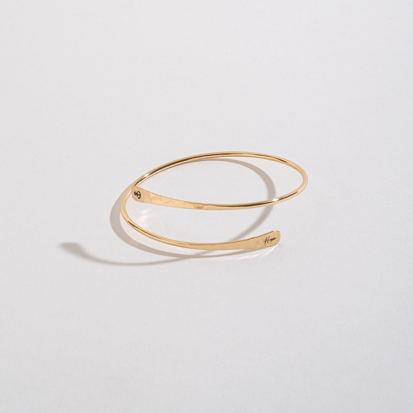 Hope Engraved Gold Adjustable Bangle Bracelet
