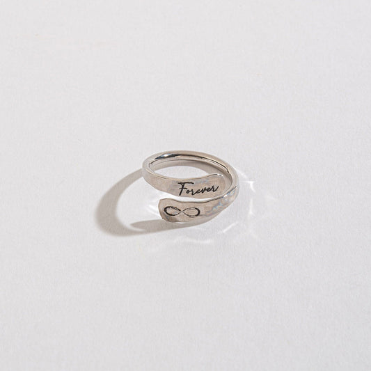 Forever Engraved Silver Adjustable Ring