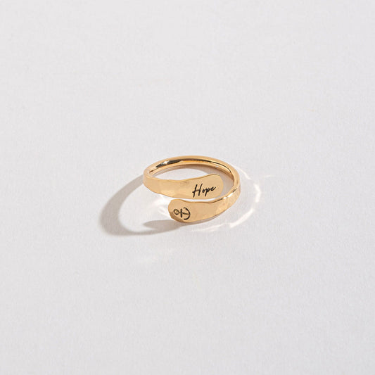Hope Engraved Gold Adjustable Ring