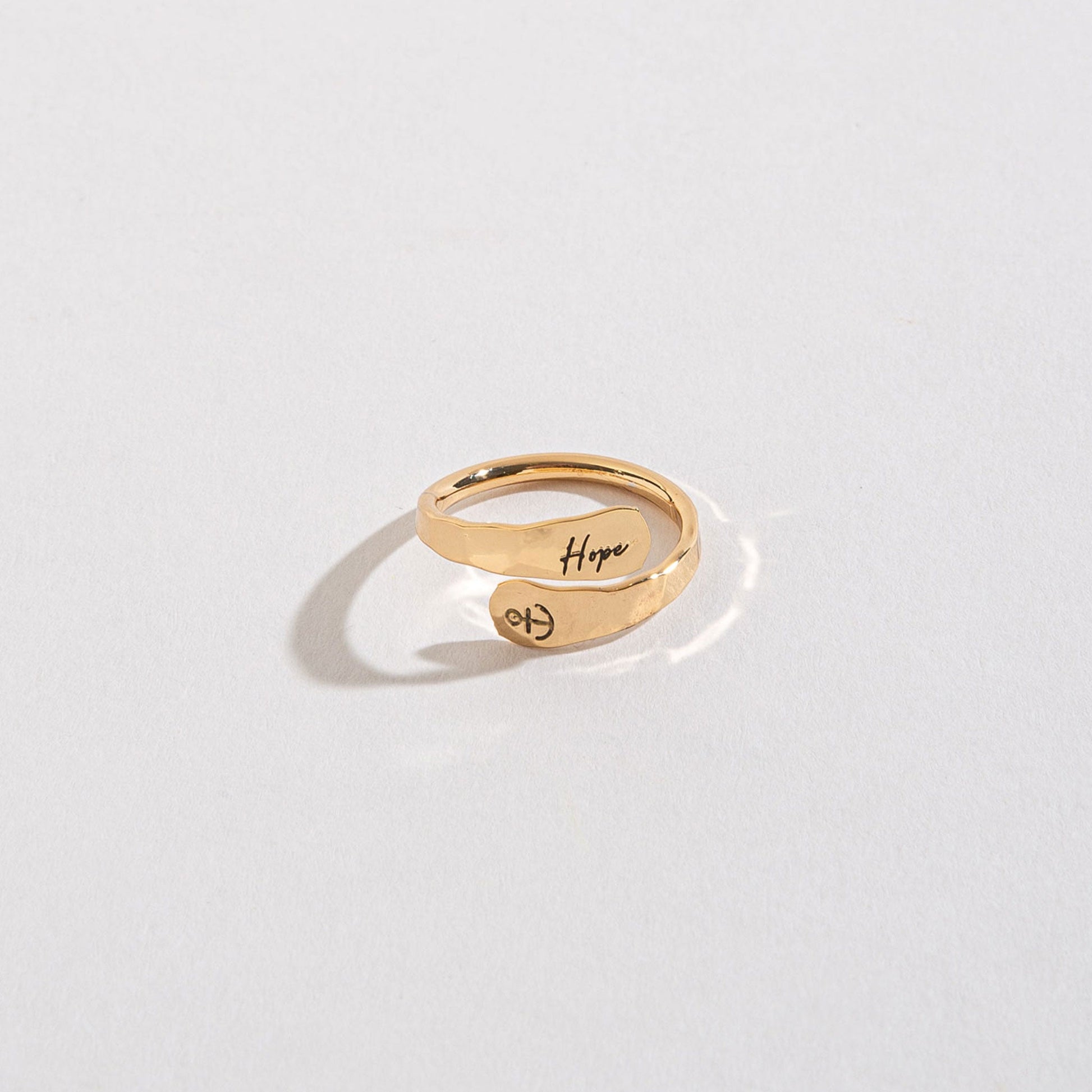 Hope Engraved Gold Adjustable Ring