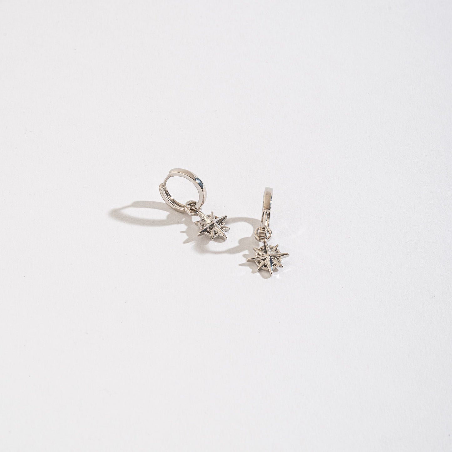 Nautical Compass Charm Hoop Earrings