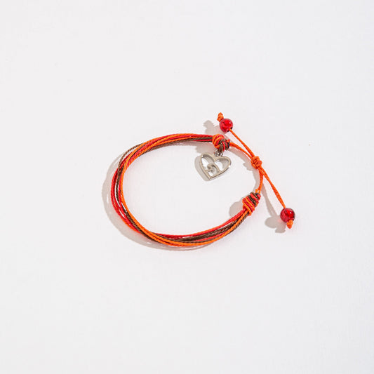 Nautical Heart Charm Threaded Bracelet