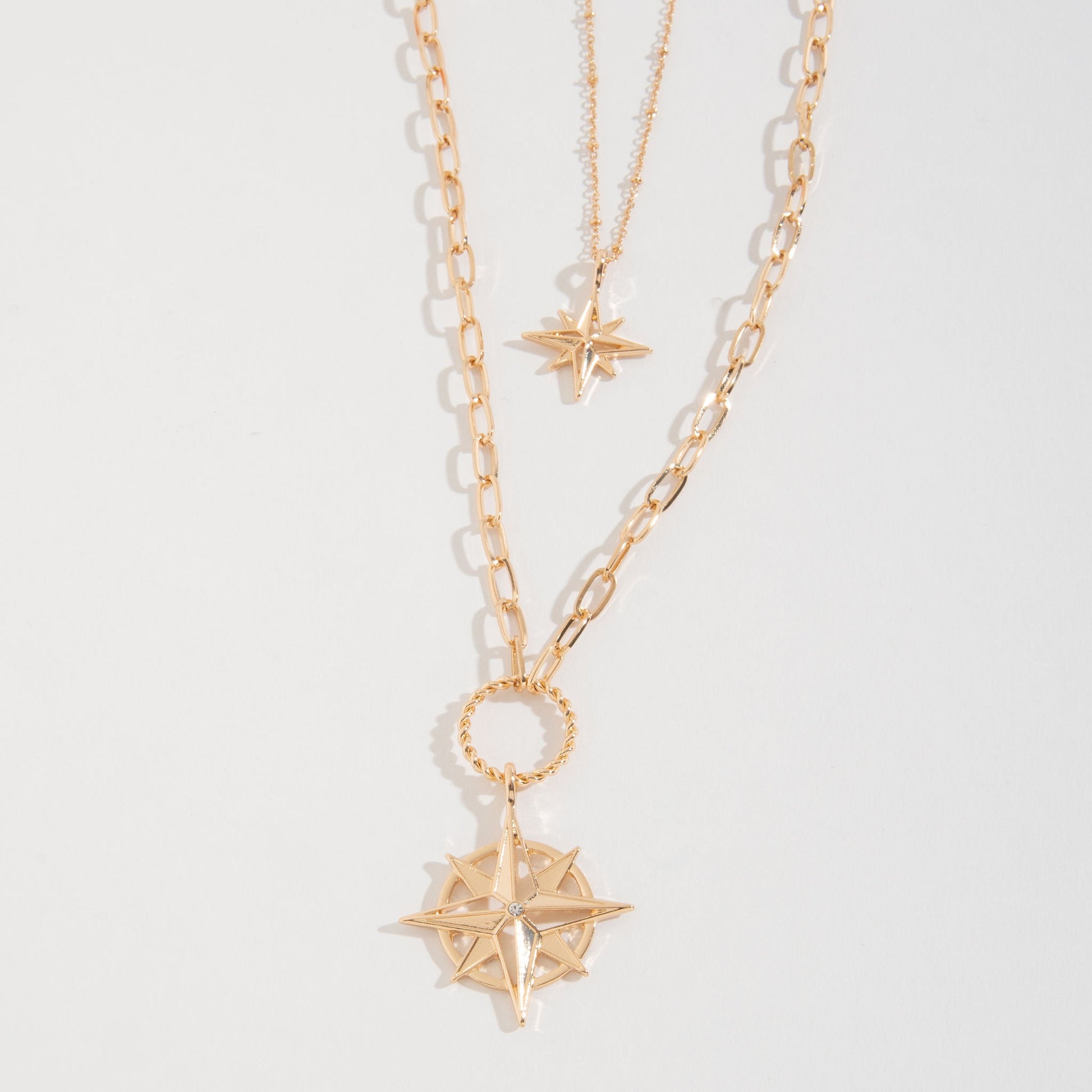 Luna Layered Compass Pendant Necklace