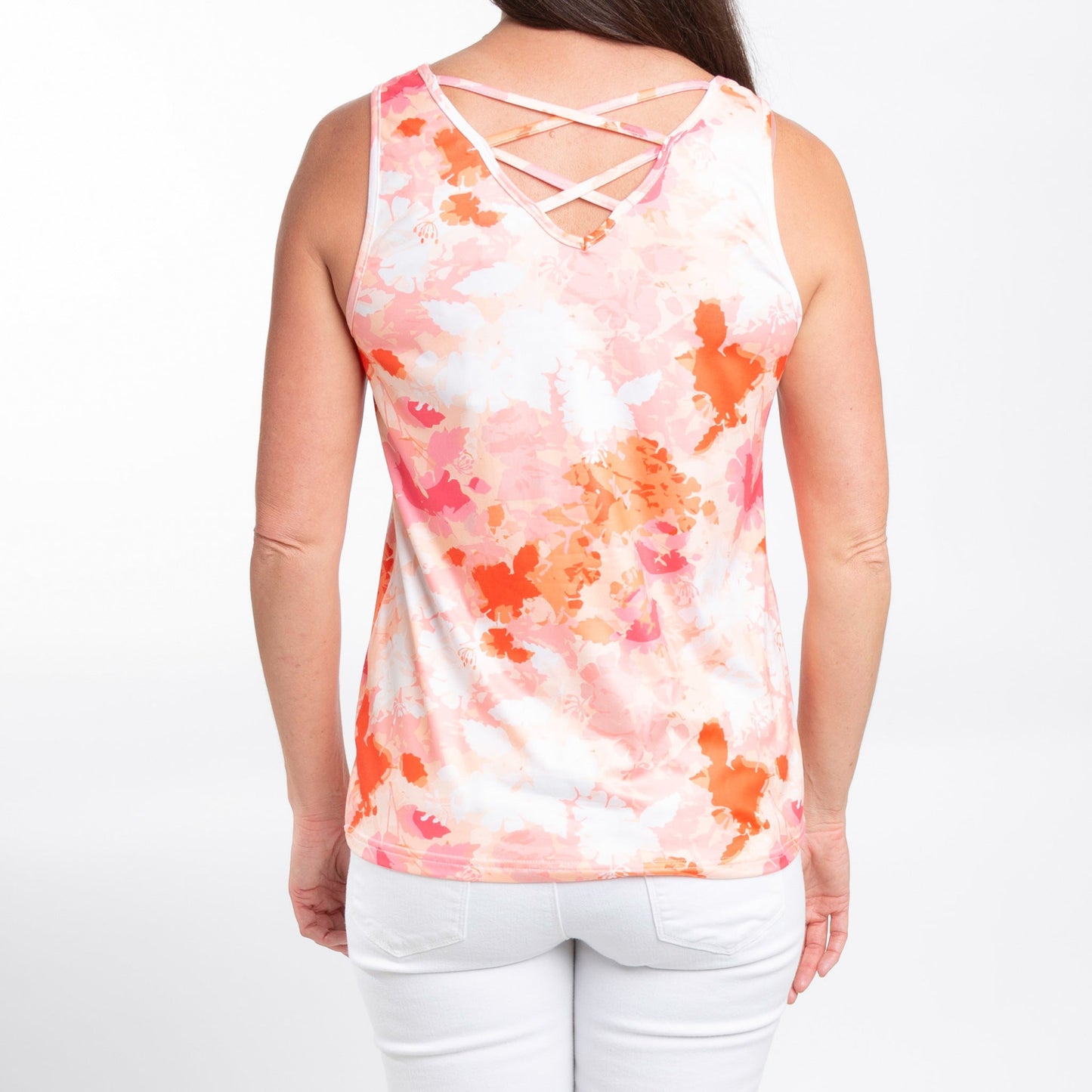 Giselle V-Neck Tank - Orange Crush