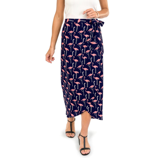 Long Wrap Skirt-Flamingo