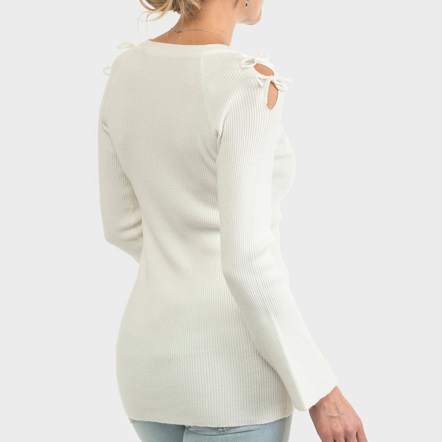 Cold Shoulder Sweater- Ivory