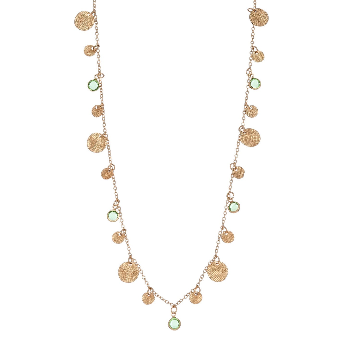 Crystal & Metal Charm Nk-Gld/Grn