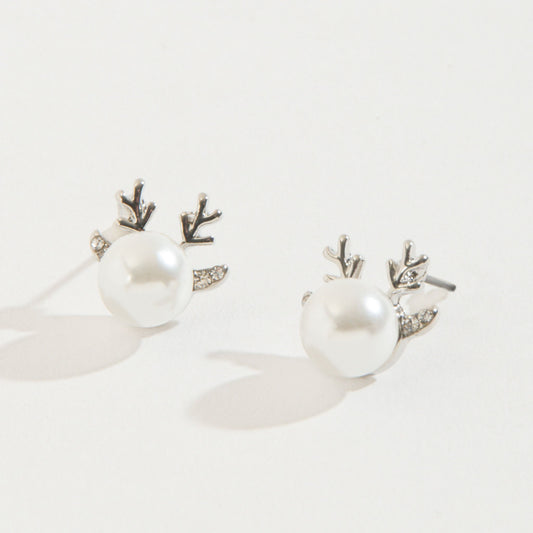 Merry Reindeer Pearl Earrings