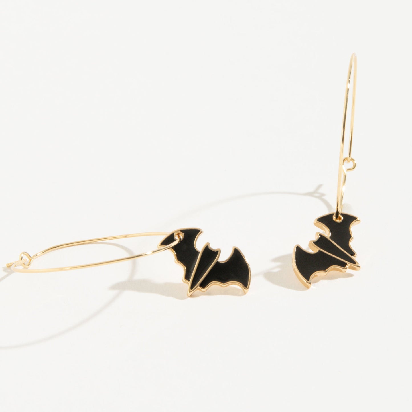 Bat Charm Hoop Earrings