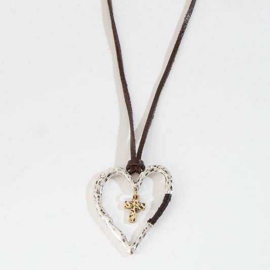 Dixie Cross Heart Pendant Necklace